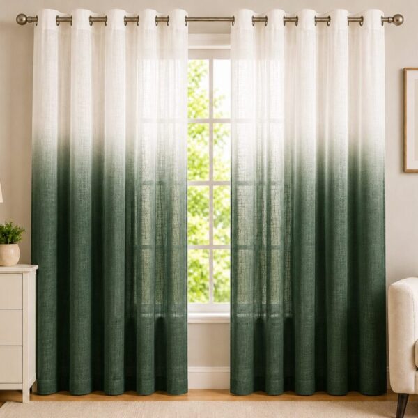 Ombre Sheer Eyelet Curtain - Forest colour