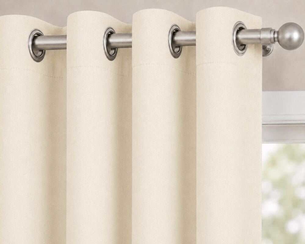Premium Blackout Eyelet Curtain - Ivory colour - Image 2