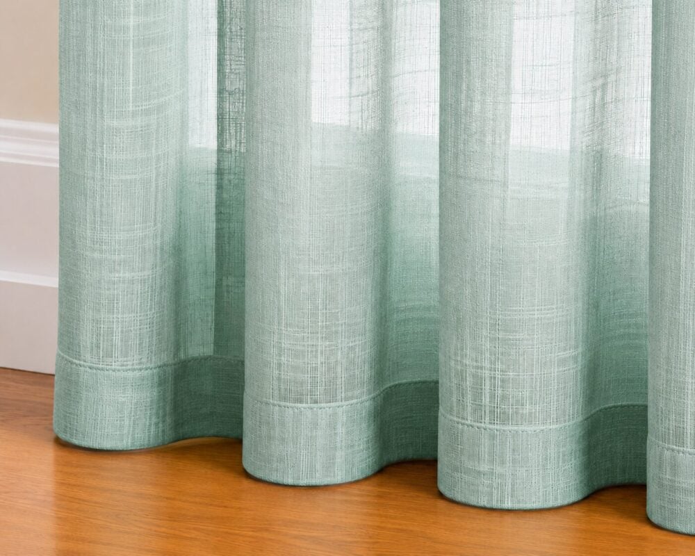 Ombre Sheer Eyelet Curtain - Jade colour - Image 3