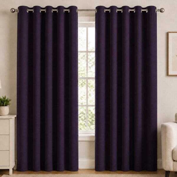 Premium Blackout Eyelet Curtain - Midnight Purple colour