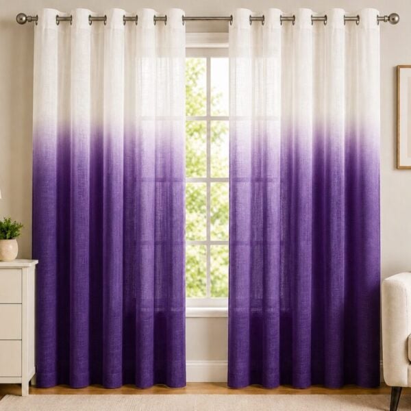 Ombre Sheer Eyelet Curtain - Midnight Purple colour