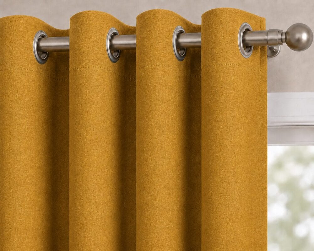 Premium Blackout Eyelet Curtain - Mustard colour - Image 4
