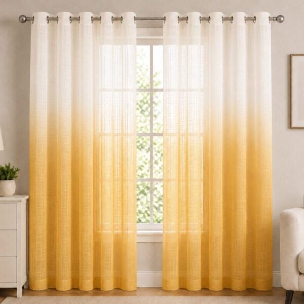 Ombre Sheer Eyelet Curtain - Mustard colour