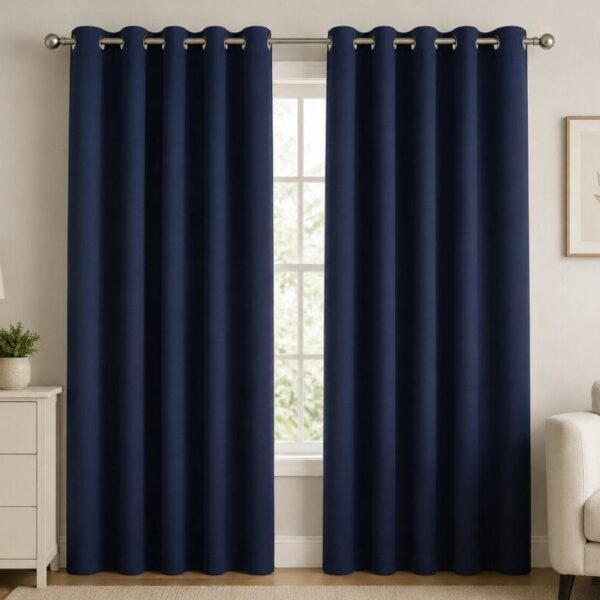 Premium Blackout Eyelet Curtain - Navy Blue colour