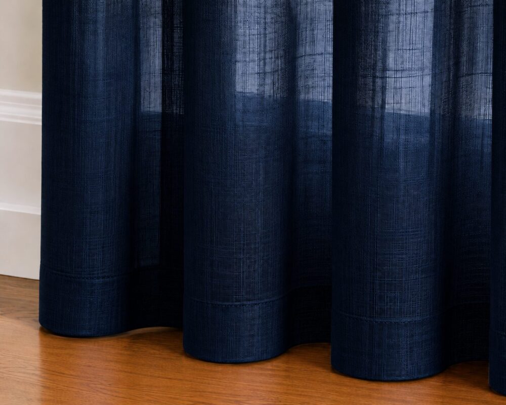 Ombre Sheer Eyelet Curtain - Navy colour - Image 3