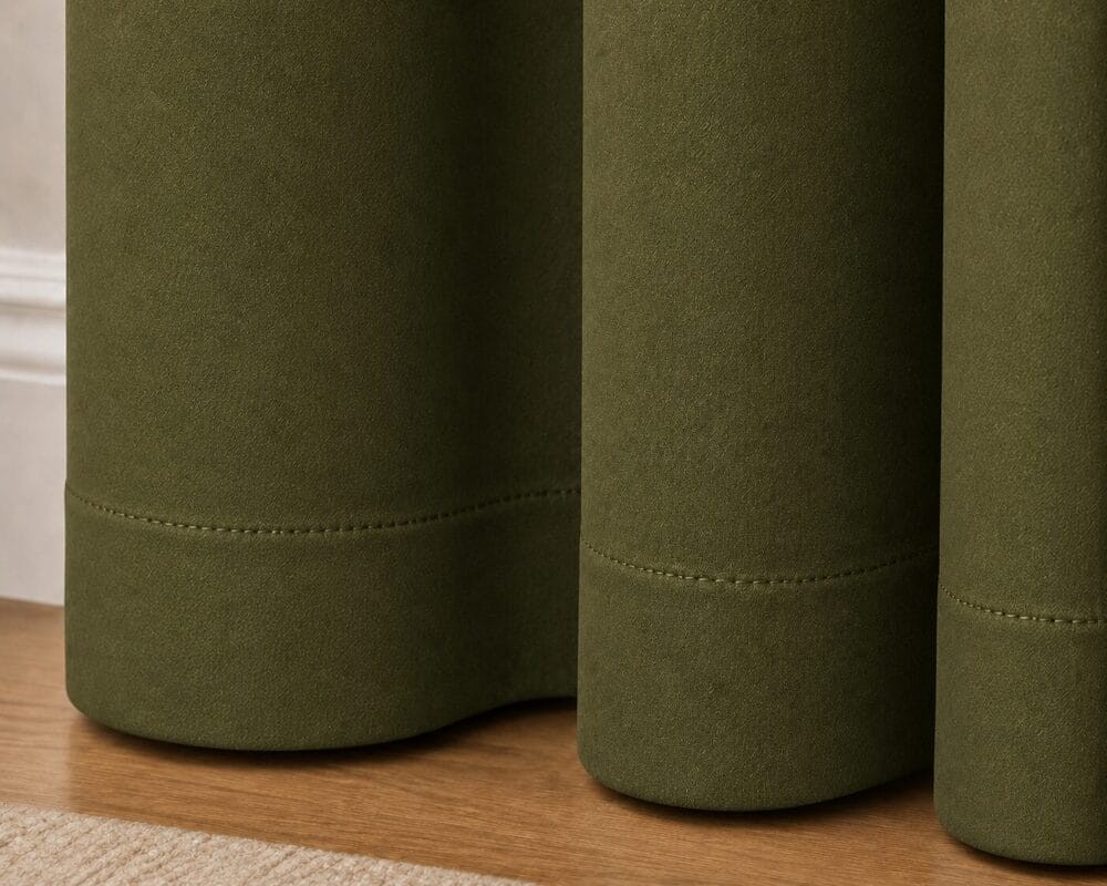 Premium Blackout Eyelet Curtain - Olive colour - Image 2