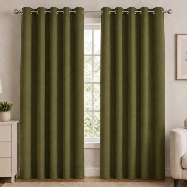 Premium Blackout Eyelet Curtain - Olive colour