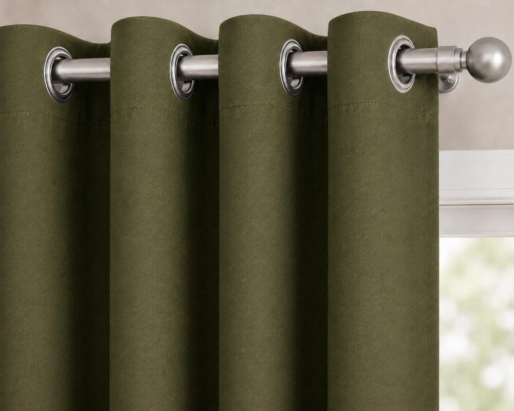 Premium Blackout Eyelet Curtain - Olive colour - Image 3