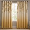 White Yellow Leaf Printed Dimout Curtain