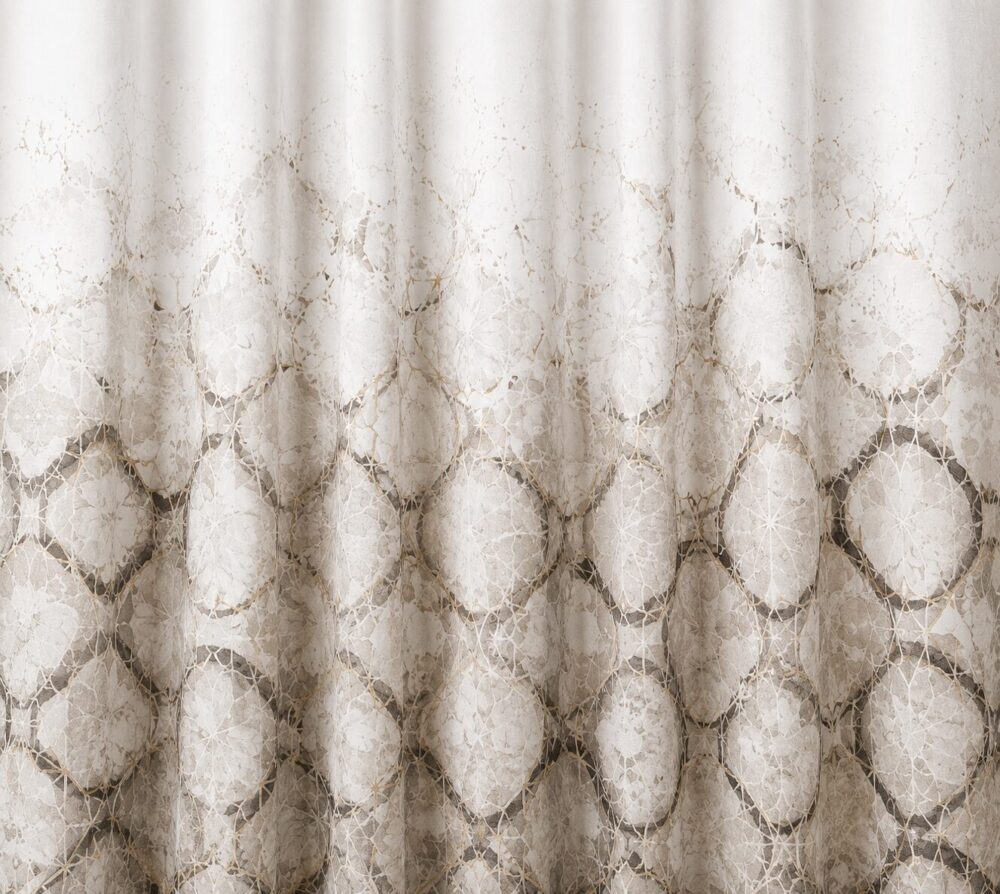 White Brown Geometric Printed Dimout Curtain - Image 2