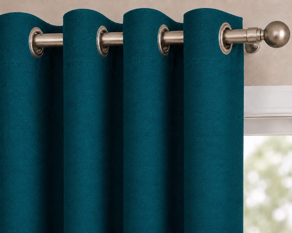 Premium Blackout Eyelet Curtain - Petrol colour - Image 3