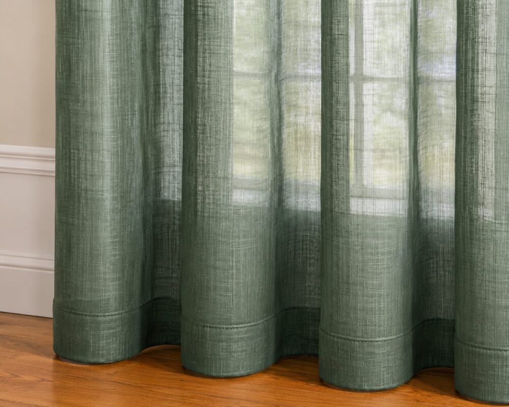 Ombre Sheer Eyelet Curtain - Pine colour - Image 3
