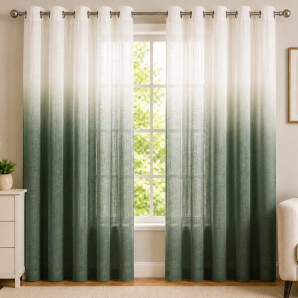 Ombre Sheer Eyelet Curtain - Pine colour