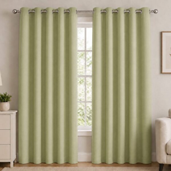 Premium Blackout Eyelet Curtain - Pistachio colour