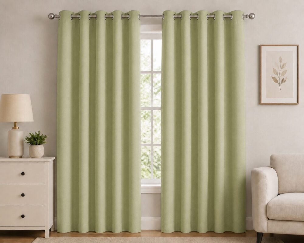 Premium Blackout Eyelet Curtain - Pistachio colour