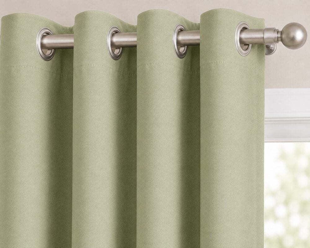 Premium Blackout Eyelet Curtain - Pistachio colour - Image 3