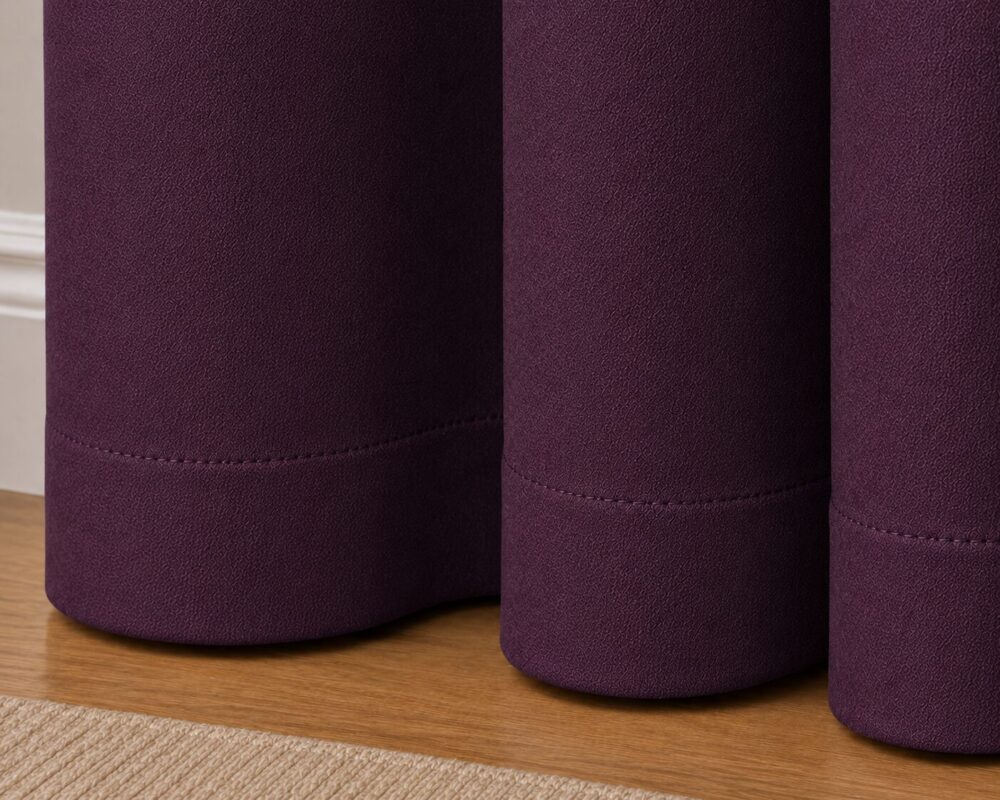 Premium Blackout Eyelet Curtain - Plum colour - Image 2