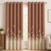 Rust Floral Printed Dimout Curtain