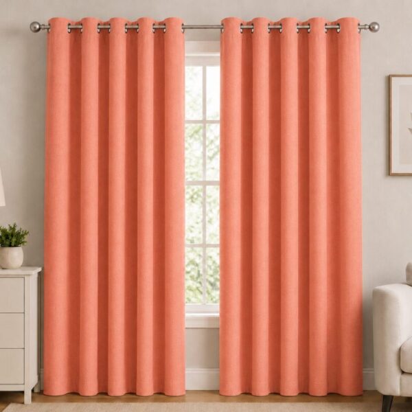 Premium Blackout Eyelet Curtain - Salmon colour