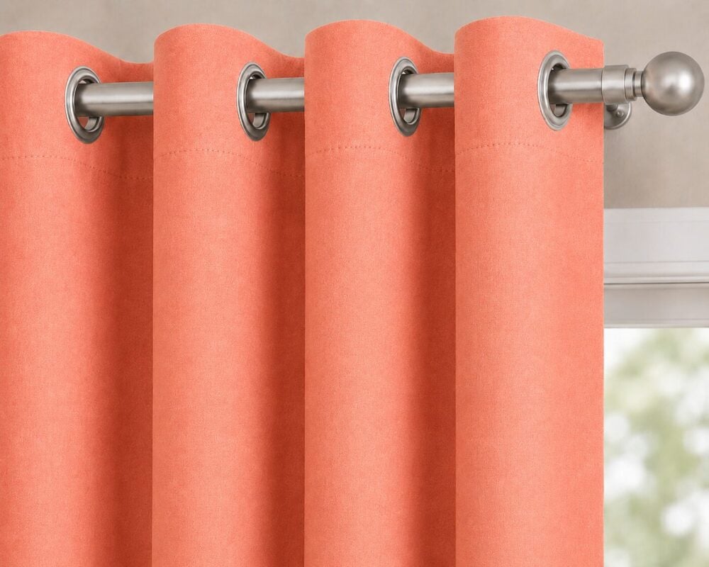 Premium Blackout Eyelet Curtain - Salmon colour - Image 2