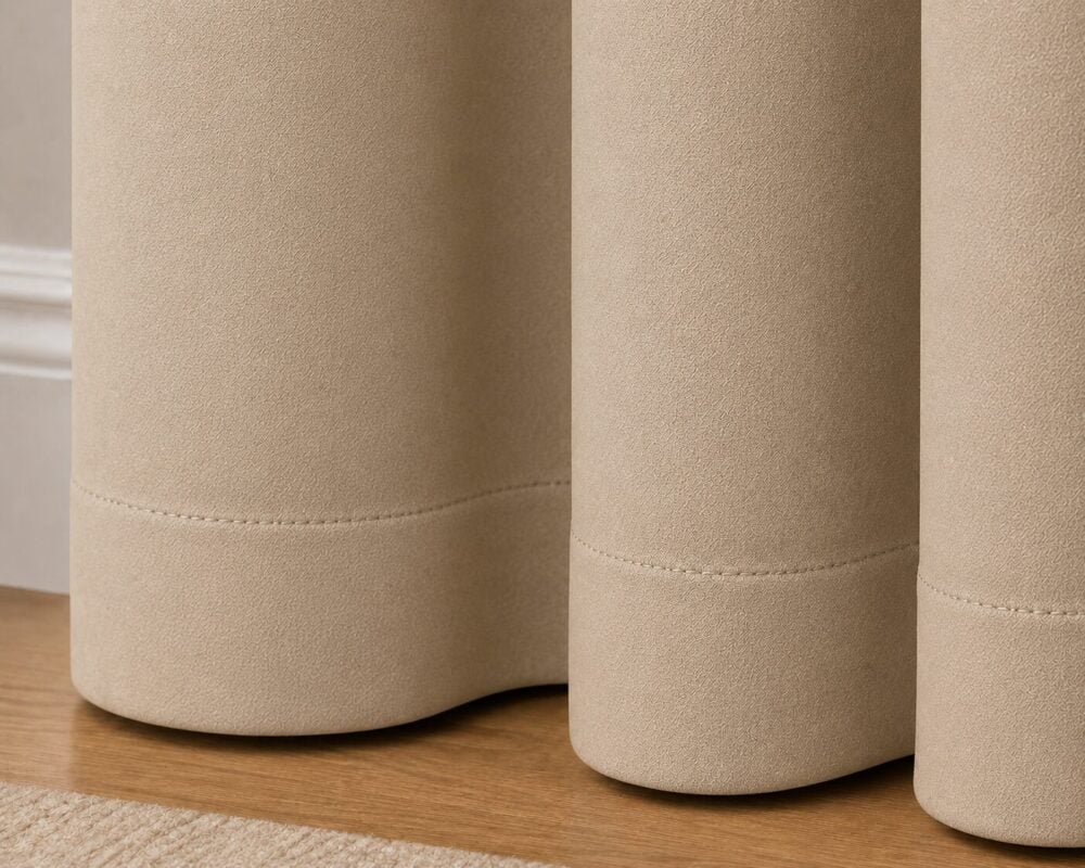 Premium Blackout Eyelet Curtain - Sand colour - Image 3
