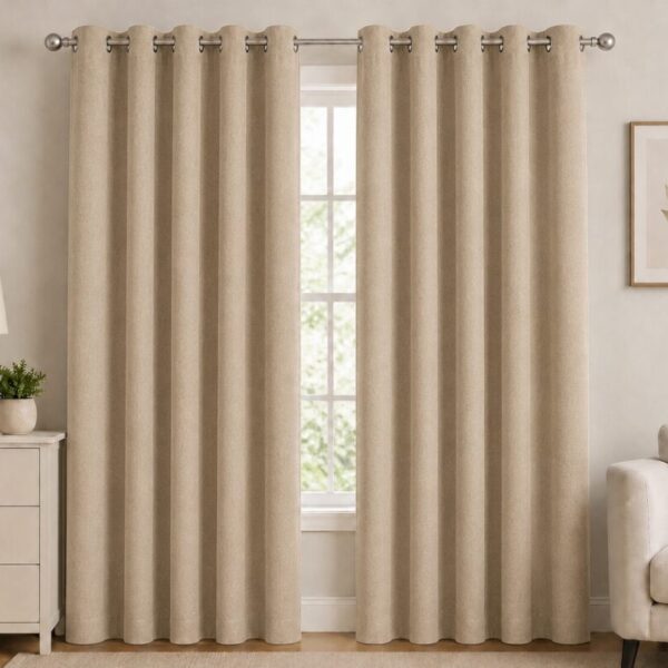 Premium Blackout Eyelet Curtain - Sand colour