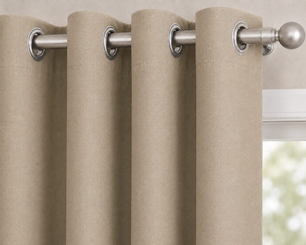 Premium Blackout Eyelet Curtain - Sand colour - Image 2