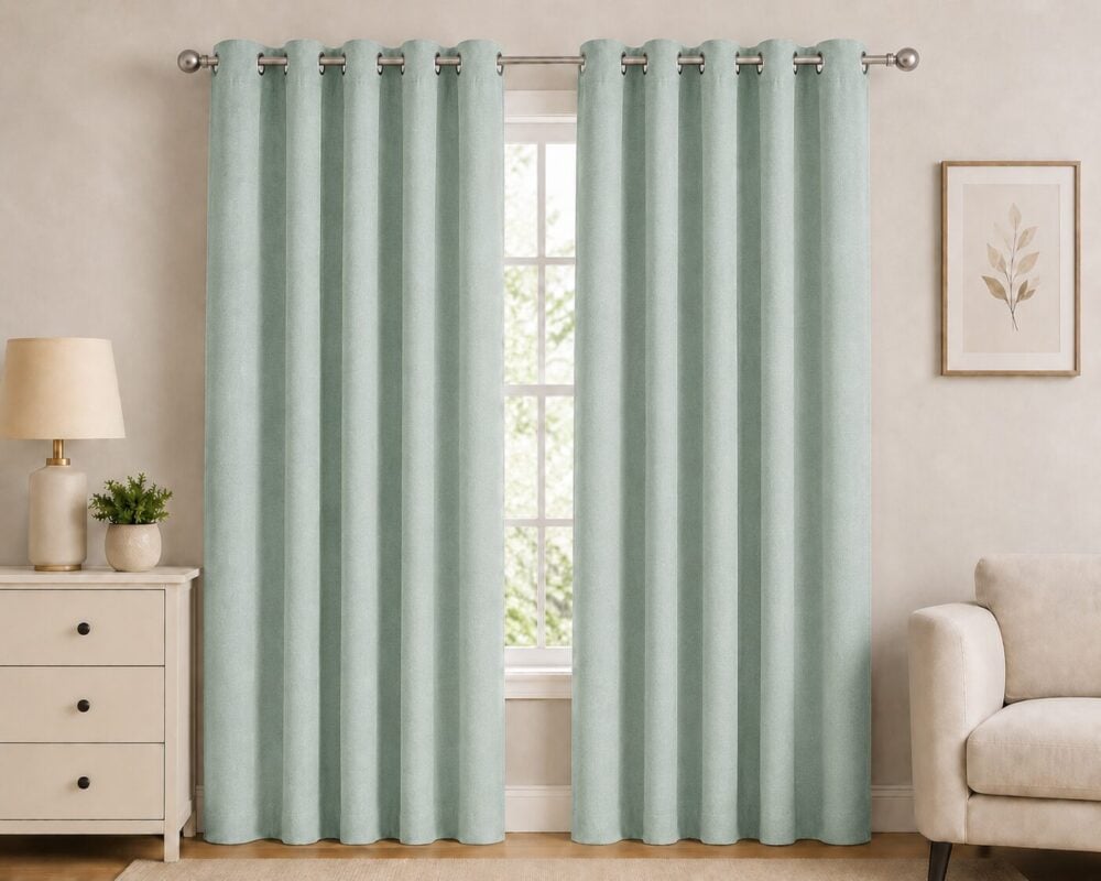 Premium Blackout Eyelet Curtain - Seafoam colour