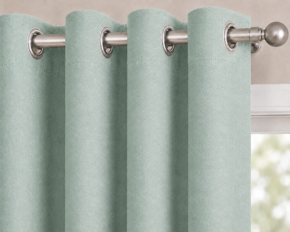 Premium Blackout Eyelet Curtain - Seafoam colour - Image 3