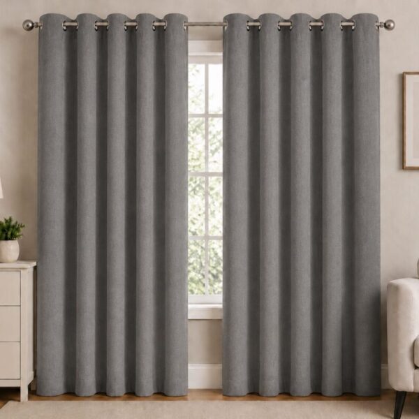 Premium Blackout Eyelet Curtain - Smoke colour