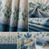 Blue Botanical Printed Dimout Curtain - Thumbnail Image 4