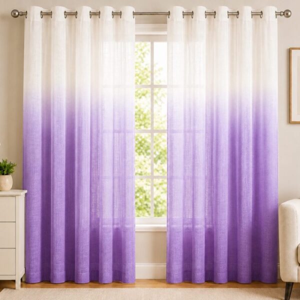 Ombre Sheer Eyelet Curtain - Violet colour