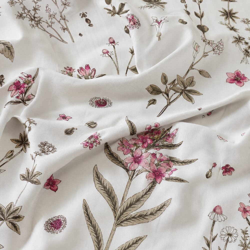 Ivory Blush Botanical King Size Bedsheet with 2 Pillow Covers - Image 2
