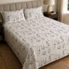 Ivory Blush Botanical King Size Bedsheet with 2 Pillow Covers - Thumbnail Image 4