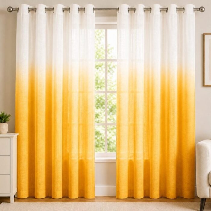 Ombre Sheer Eyelet Curtain - Marigold colour
