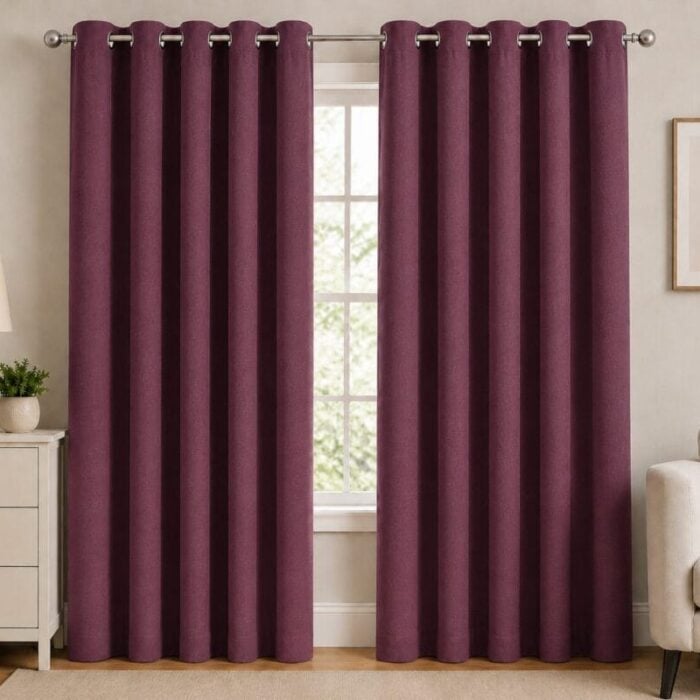 Premium Blackout Eyelet Curtain - Mulberry colour