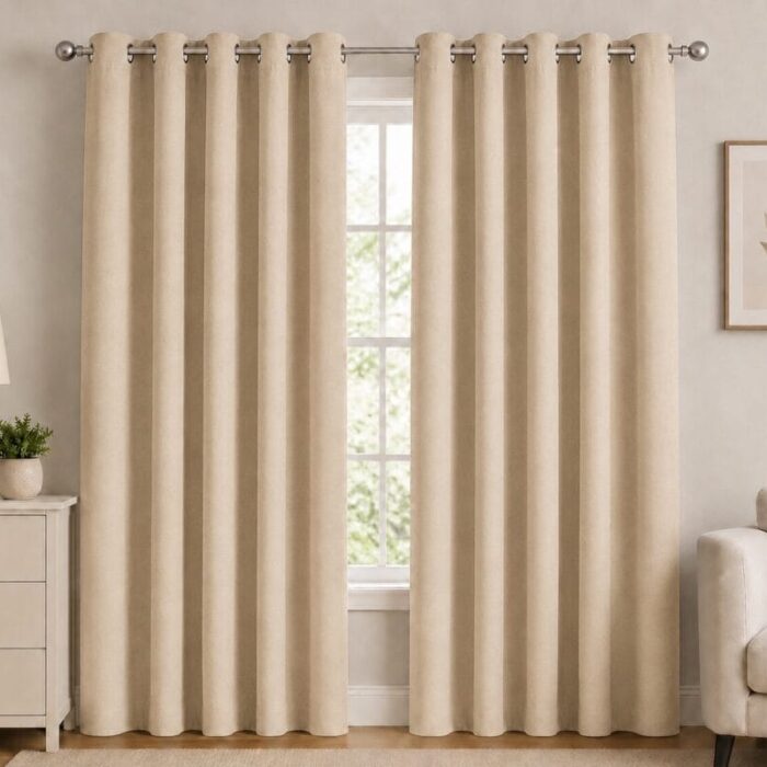 Premium Blackout Eyelet Curtain - Beige colour