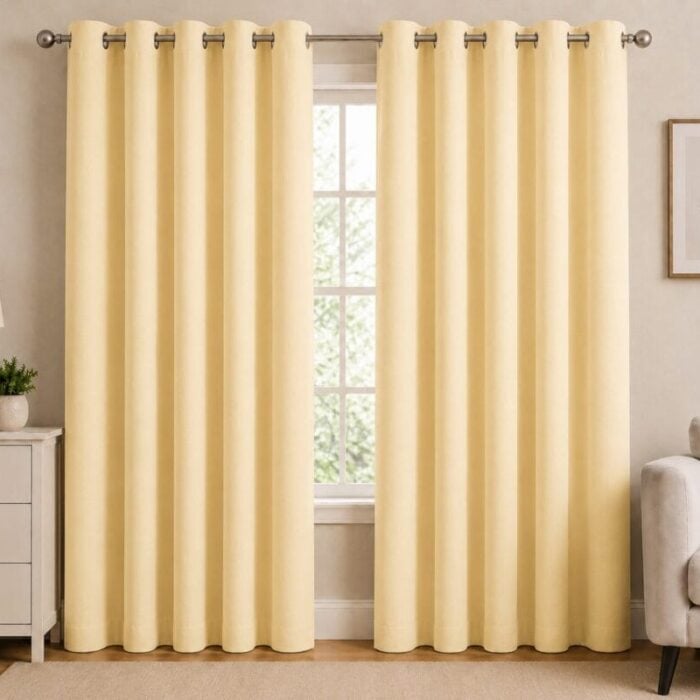 Premium Blackout Eyelet Curtain - Butter colour