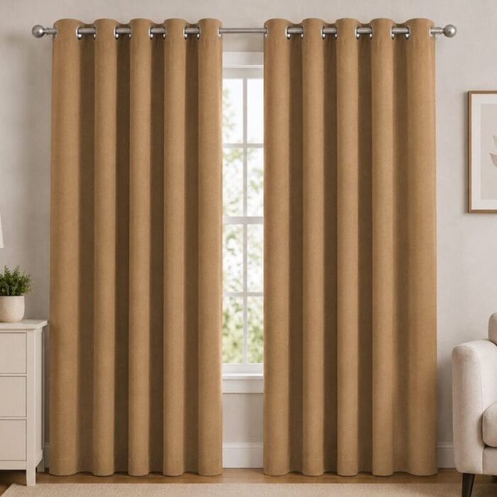 Premium Blackout Eyelet Curtain - Camel colour