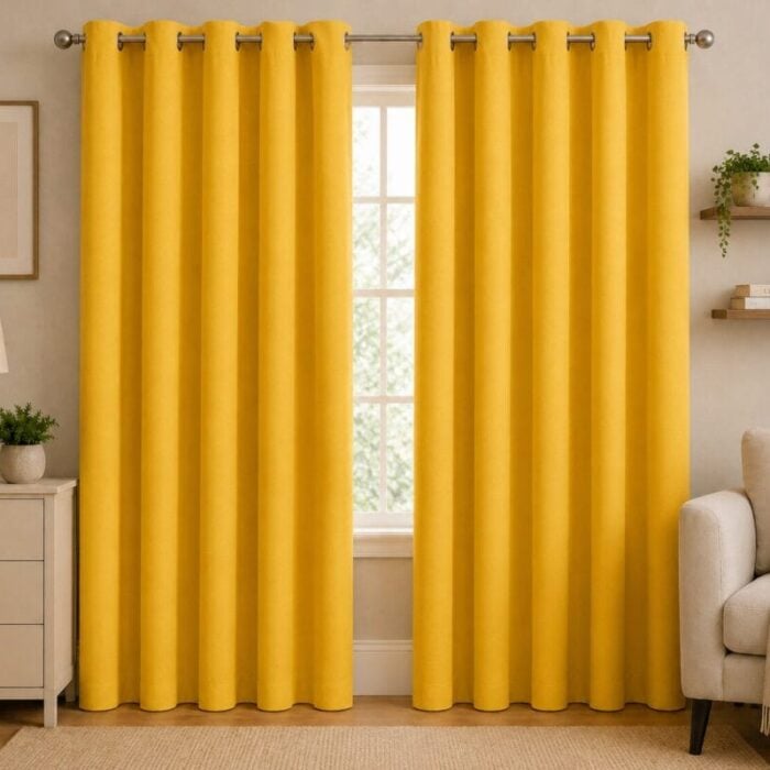 Premium Blackout Eyelet Curtain - Canary colour