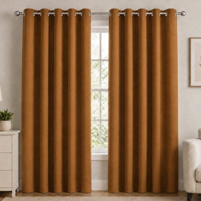 Premium Blackout Eyelet Curtain - Caramel colour
