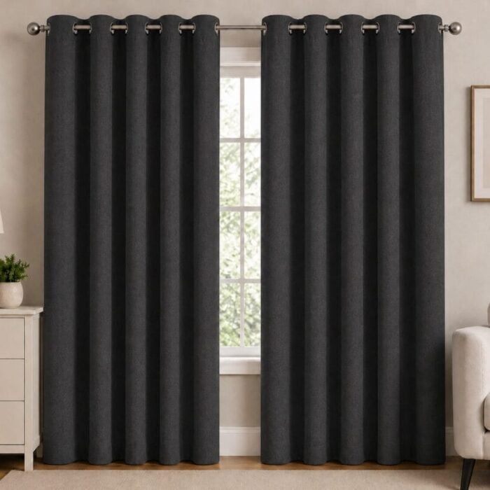 Premium Blackout Eyelet Curtain - Charcoal colour