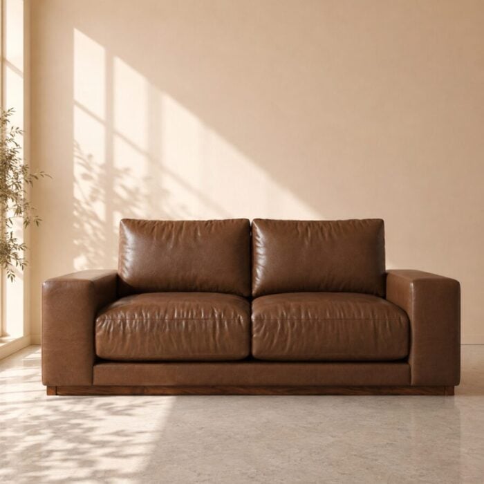 Denver 2 Seater Sofa - Brown Leatherette