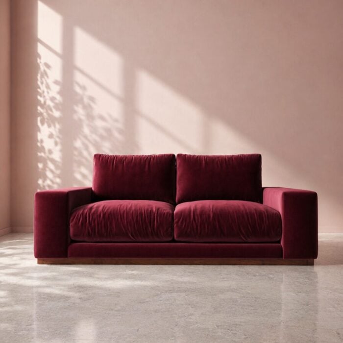 Denver 2 Seater Sofa - Burgundy Velvet