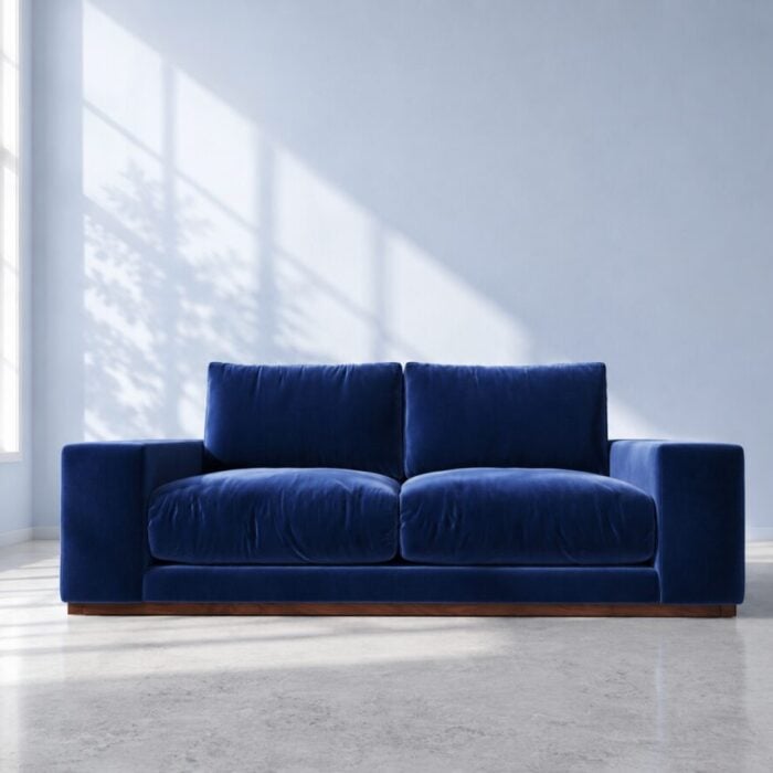 Denver 2 Seater Sofa - Electric Blue Velvet