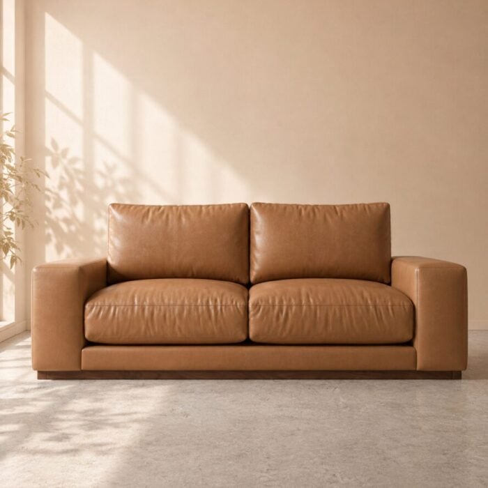Denver 2 Seater Sofa - Tan Brown Leatherette