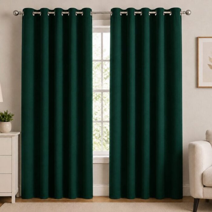 Premium Blackout Eyelet Curtain - Emerald Green colour
