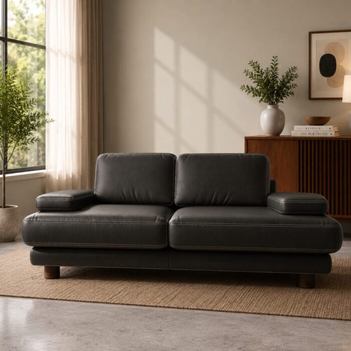 fermo black leather front full view