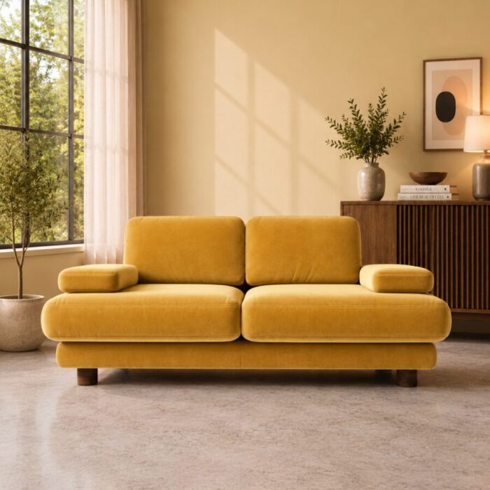 fermo yellow velvet front full view