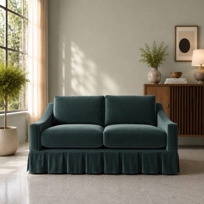 hambleton Teal Green velvet full front view